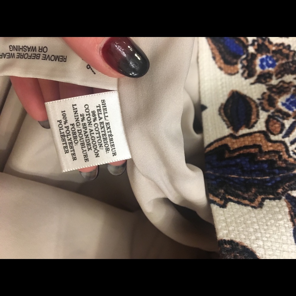 Ann Taylor floral navy & brown pencil skirt 0 NWOT - Picture 6 of 8